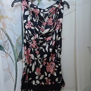 Moschino Floral Cowl Neck Slip Tank - Black, Pink & Cream SIZE 6